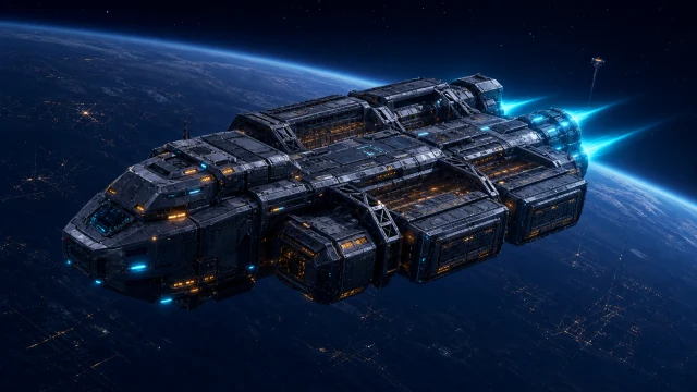 Hauler spacecraft artwork from Parallaxy.