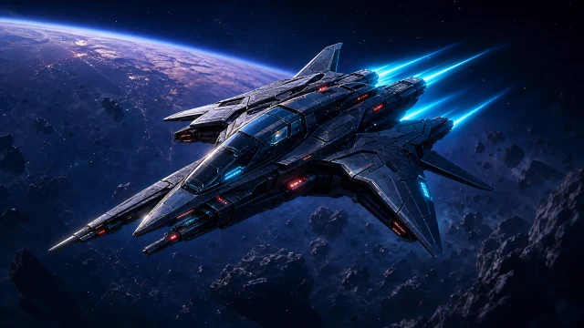 Raider spacecraft artwork from Parallaxy.